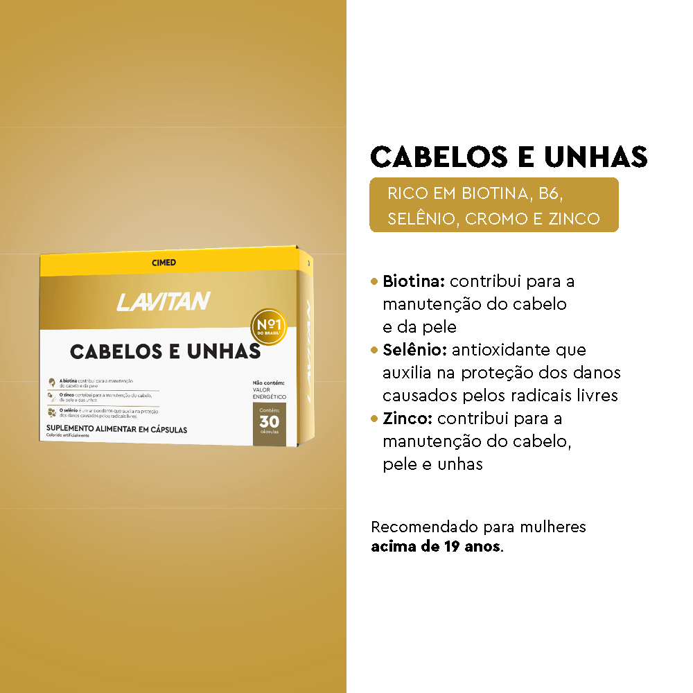 Lavitan Cabelos e Unhas com 30 Cápsulas