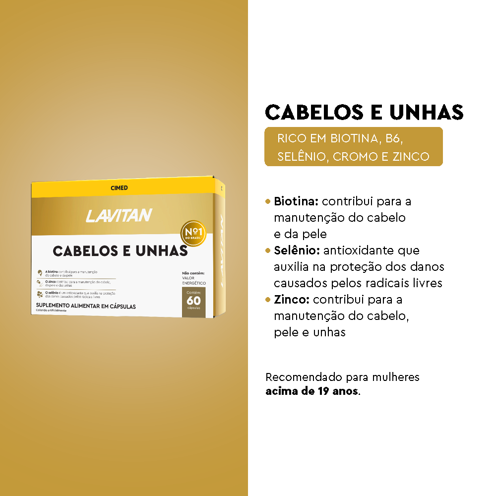 Lavitan Vitamina Cabelos e Unhas com 60 Cápsulas