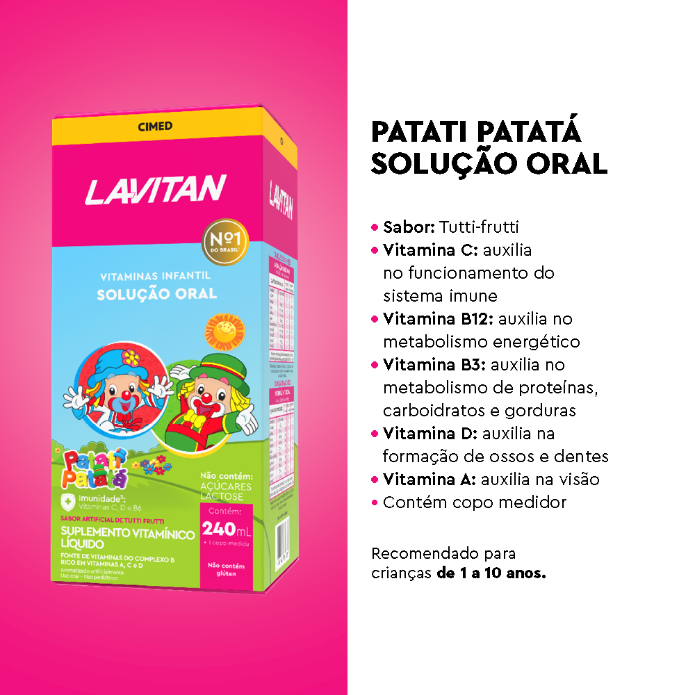 Lavitan Infantil Patati Patatá Sabor Tutti Frutti Solução Oral 240ml