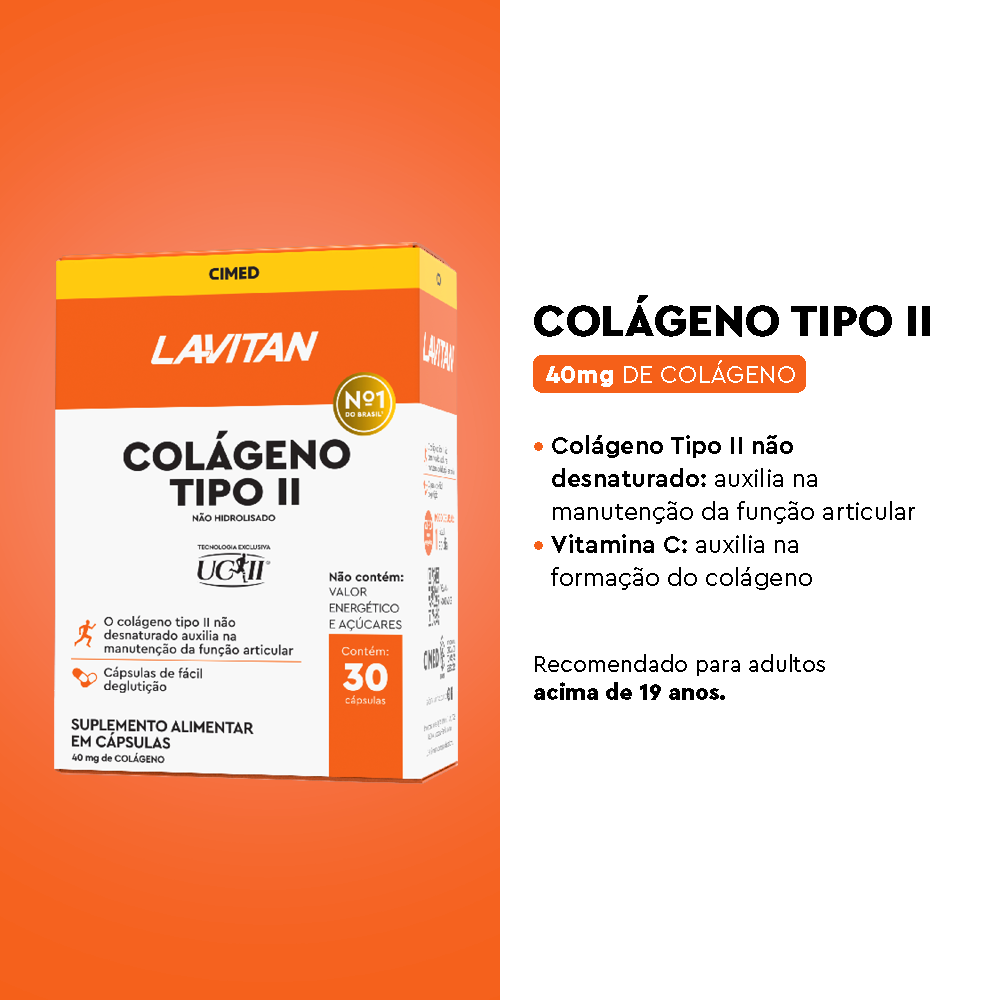 Lavitan Colágeno Tipo II Não Hidrolisado com 30 Comprimidos