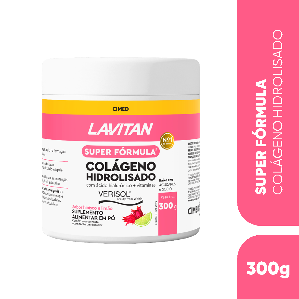 Lavitan Super Fórmula Colágeno Hidrolisado Verisol Hibisco e Limão 300g