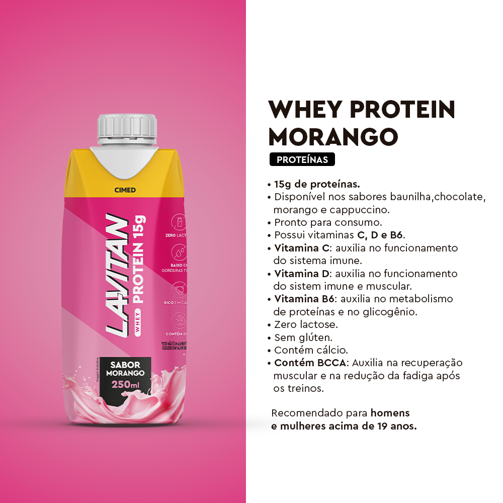 Lavitan Whey Protein Morango - UHT 250ml