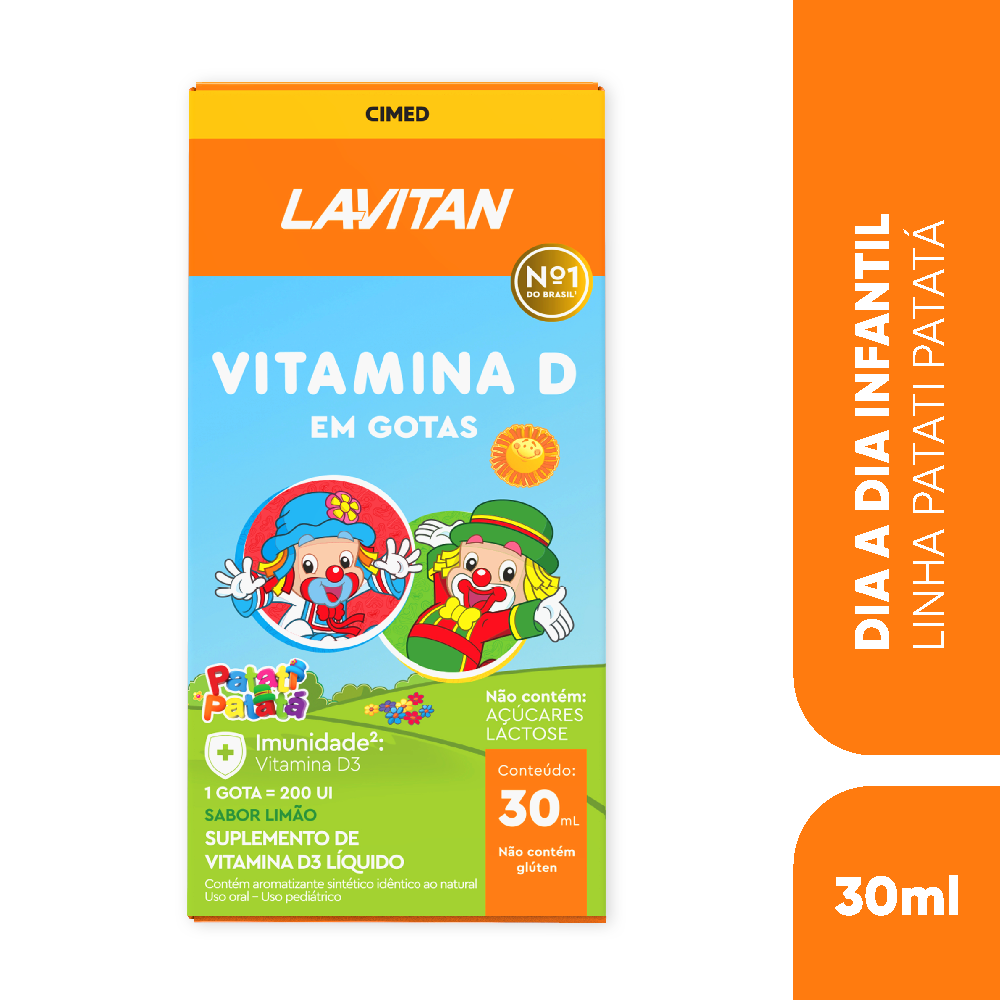 Vitamina D3 Lavitan Infantil Patati Patatá Sabor Limão Gotas 30ml