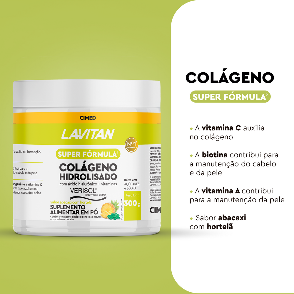 Lavitan Super Fórmula Colágeno Hidrolisado Verisol Abacaxi com Hortelã 300g