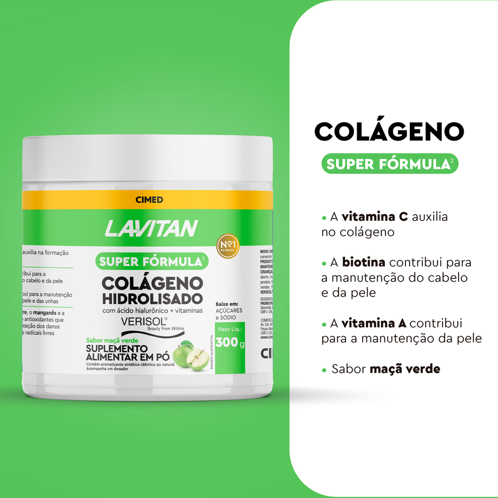 Lavitan Super Fórmula Colágeno Hidrolisado Verisol Maça Verde 300g