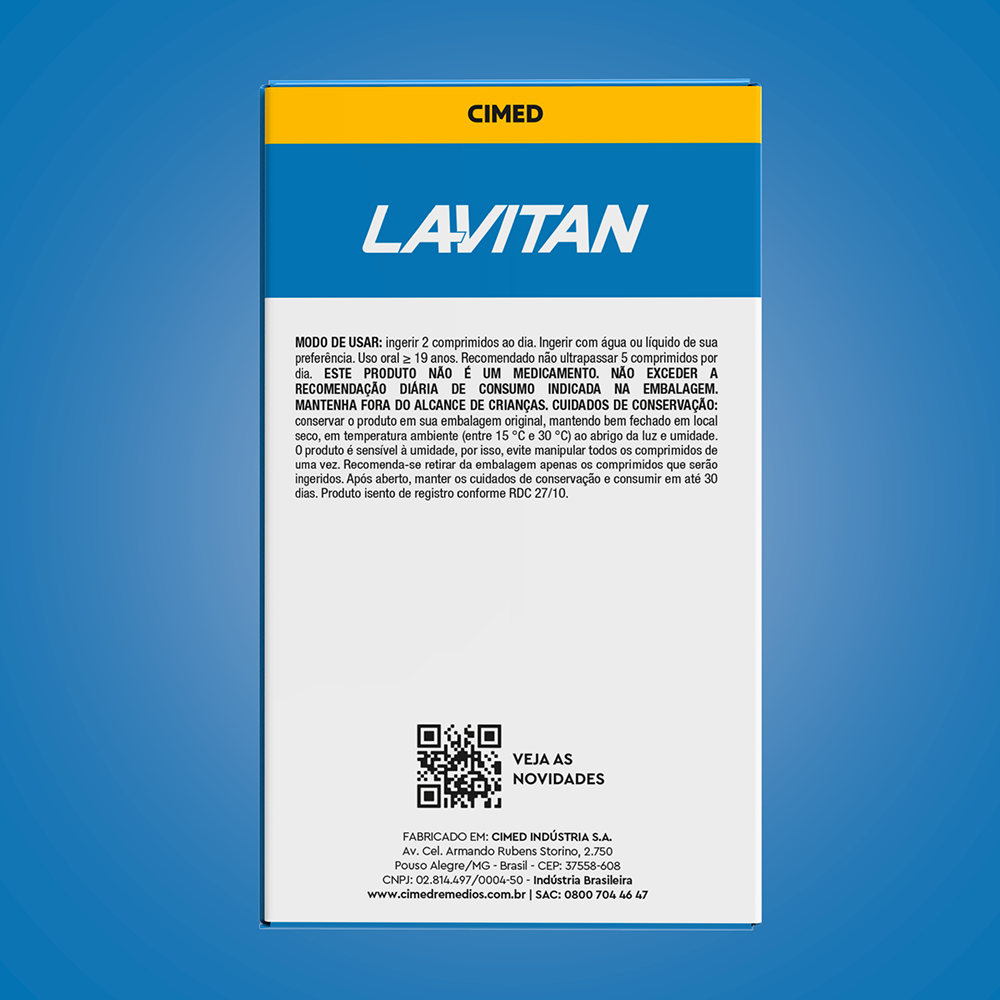 Lavitan Cálcio + Vitamina D3 com 60 comprimidos revestidos