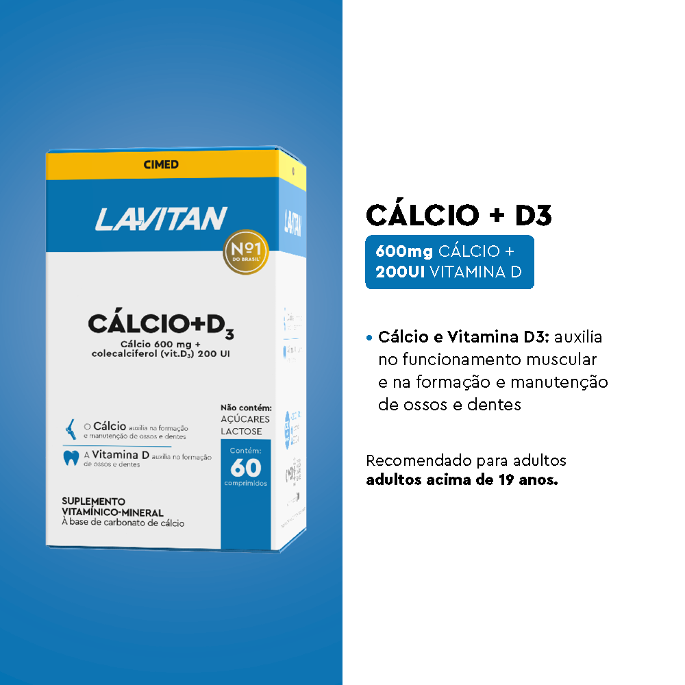 Lavitan Cálcio + Vitamina D3 com 60 comprimidos revestidos