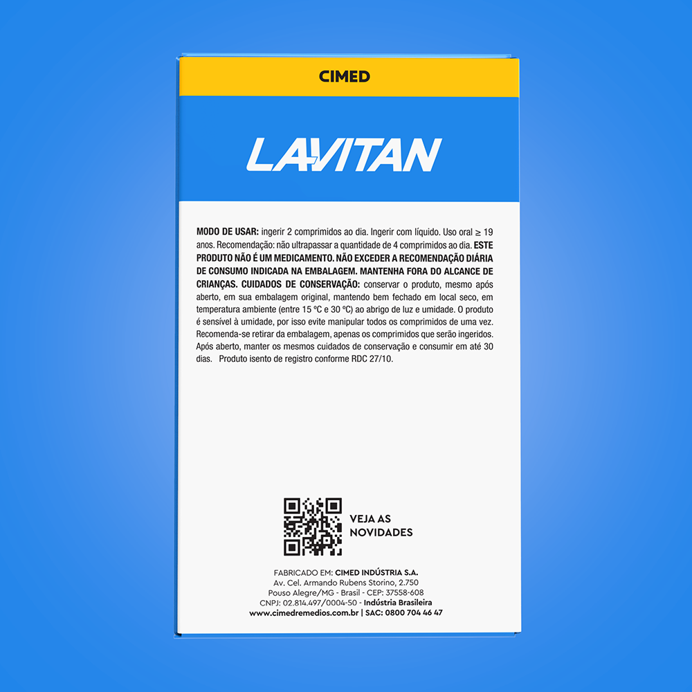 Lavitan Cálcio + Vitamina D 1.000 UI com 60 comprimidos revestidos