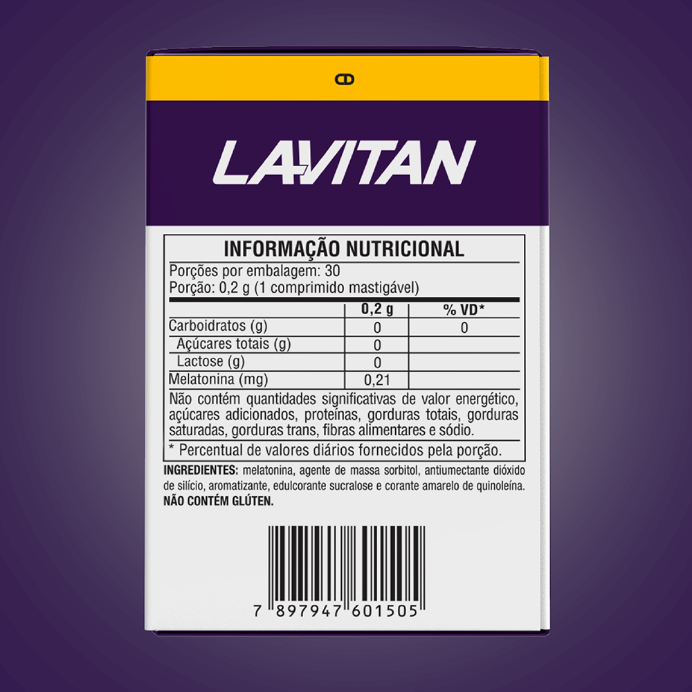 Lavitan Melatonina Maracujá c/ 30 Comprimidos Mastigáveis