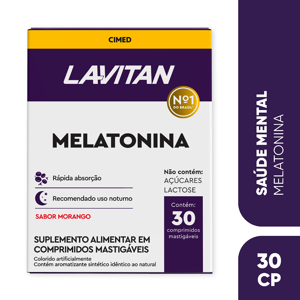 Lavitan Melatonina Morango c/ 30 Comprimidos Mastigáveis