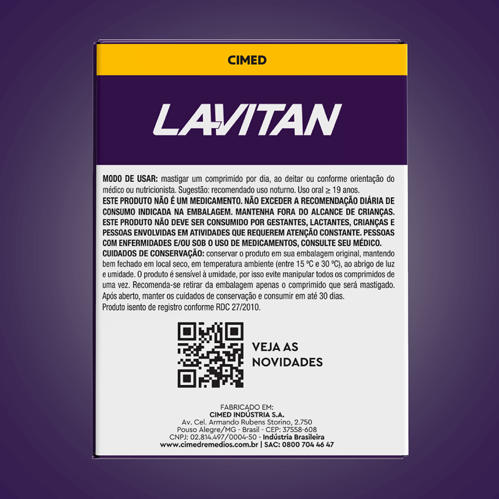 Lavitan Melatonina Morango c/ 30 Comprimidos Mastigáveis