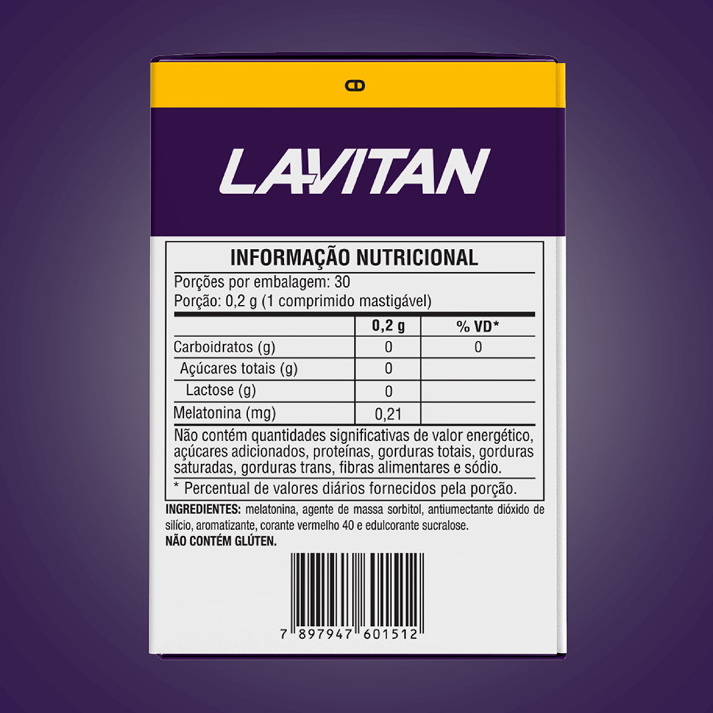 Lavitan Melatonina Morango c/ 30 Comprimidos Mastigáveis