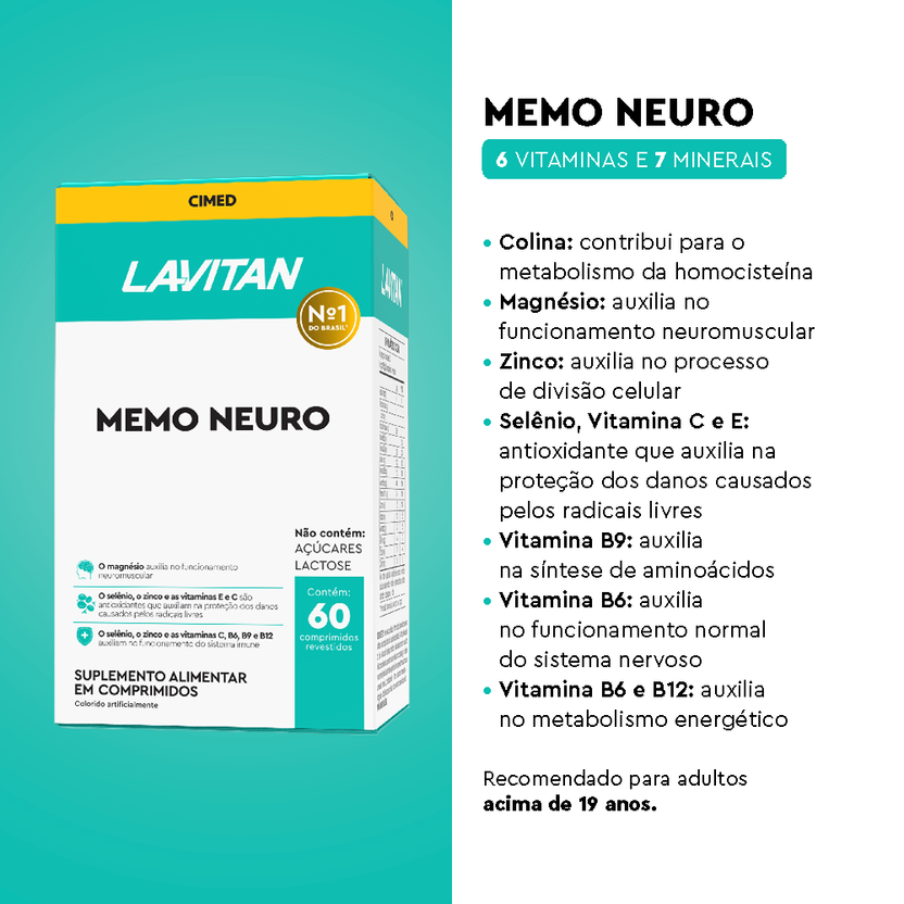 Lavitan Memo Neuro com 60 comprimidos revestidos – Lavitan Vitaminas