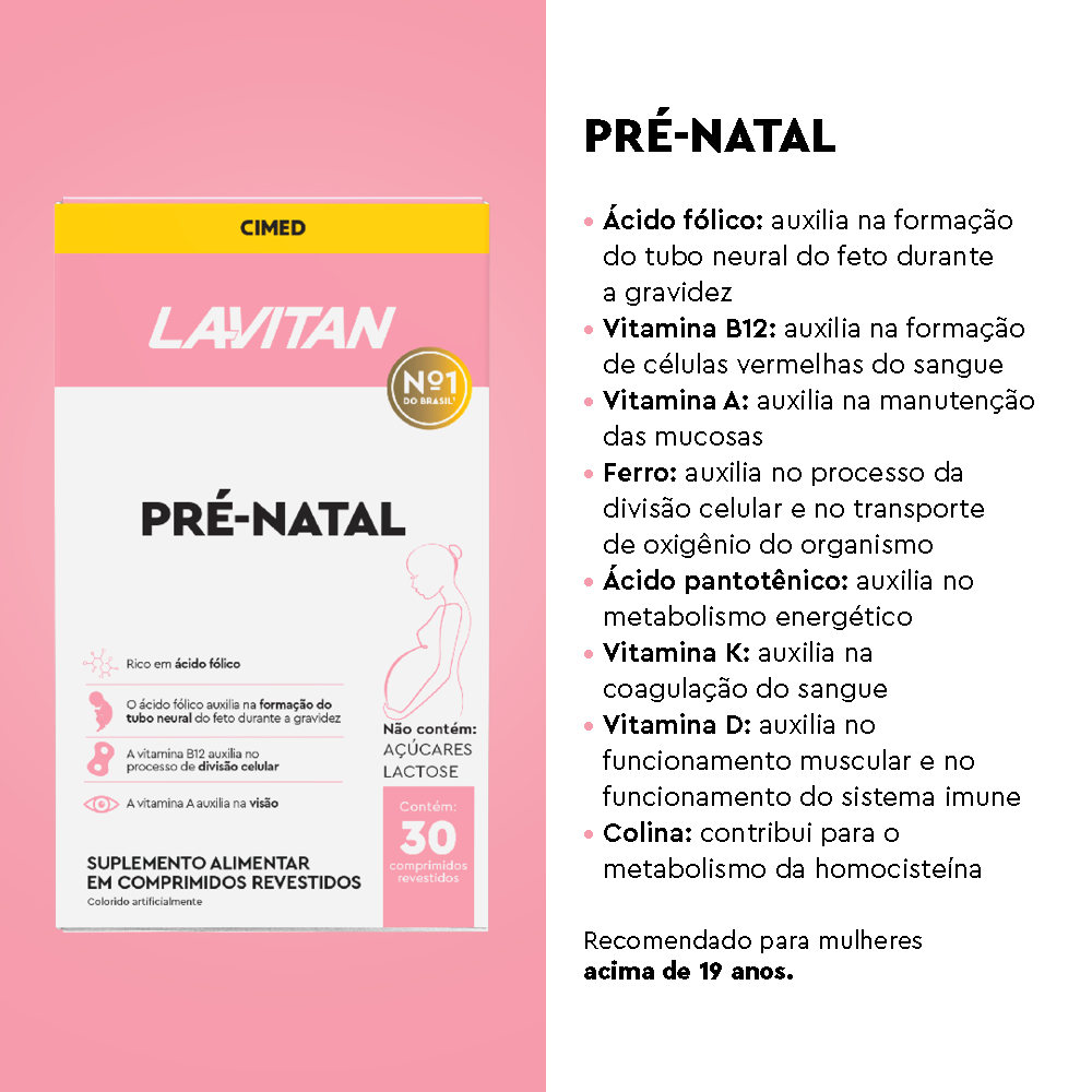 Multivitamínico Lavitan Pré-Natal com 30 Comprimidos